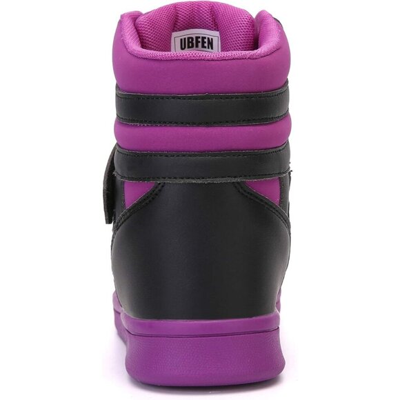 🆕  Black Purple Women's Hidden Wedge Sneakers 5.5cm High Top Platform Booties - Picture 2 of 9